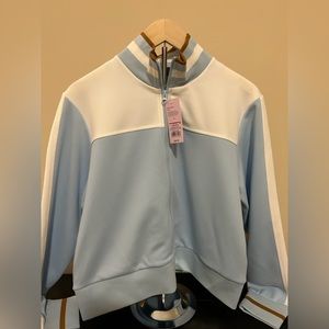 Wild Fable Baby blue and white jacket with brown trim